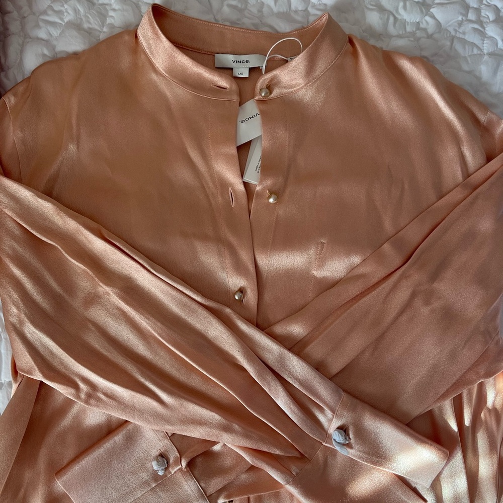 Vince satin button down blouse
